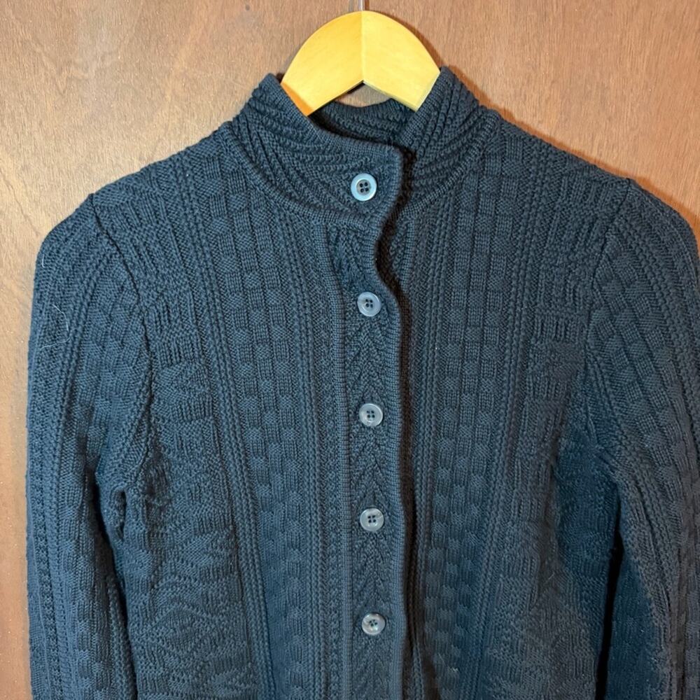 L.L. Bean Textured Cable Knit Womens Cardigan Black Size Medium - Picture 7 of 7